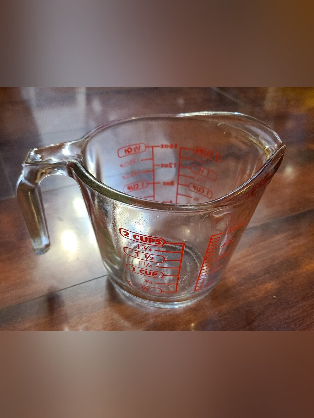 Vintage Anchor Hocking 2-Cup Clear Glass Measuring Cup – Red Logo (Model 698)